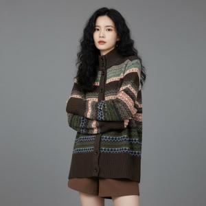 Stand Collar Casual Fair Isle Sweater