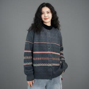 Mom Style Oversized  Comfy Fair Isle Sweater