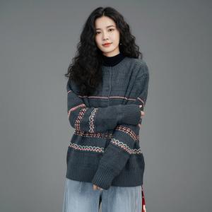 Mom Style Oversized  Comfy Fair Isle Sweater
