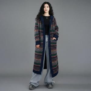 Winter Style Fair Isle Hooded Cardigan Coat