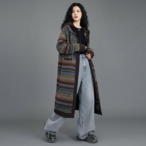 Winter Style Fair Isle Hooded Cardigan Coat