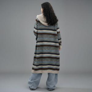 Winter Style Fair Isle Hooded Cardigan Coat