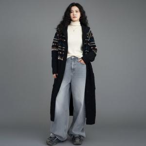 Cable Knit Winter Hooded Long Fair Isle Coat