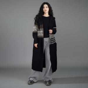 Comfy Hooded Fair Isle Cable Knit Cardigan