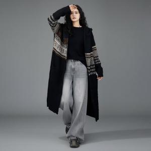 Comfy Hooded Fair Isle Cable Knit Cardigan