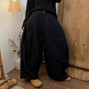 Old Money Plain Linen Wide Leg Pants