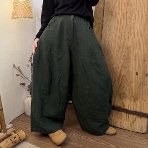 Old Money Plain Linen Wide Leg Pants