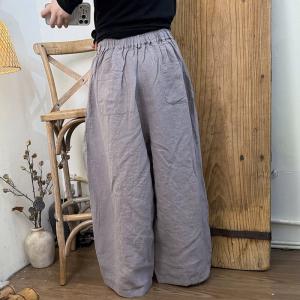 Old Money Plain Linen Wide Leg Pants
