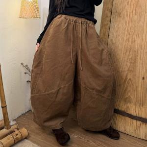 Lazy Day Plain Corduroy Wide Leg Pants