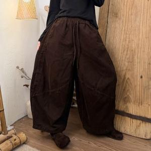 Lazy Day Plain Corduroy Wide Leg Pants