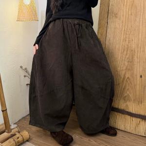 Lazy Day Plain Corduroy Wide Leg Pants