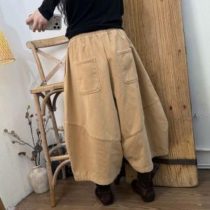 Corduroy Plain Midi-Valf Cocoon Pants