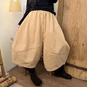 Corduroy Plain Midi-Valf Cocoon Pants