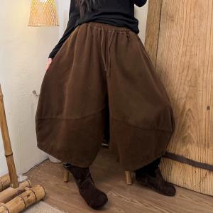 Corduroy Plain Midi-Valf Cocoon Pants
