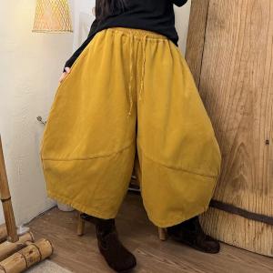 Corduroy Plain Midi-Valf Cocoon Pants