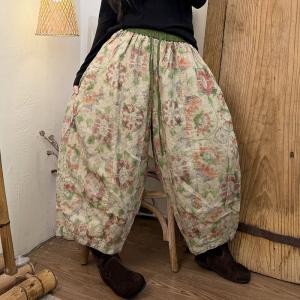 Organic Linen Comfy Patterned Barrel Pants