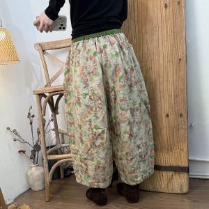 Organic Linen Comfy Patterned Barrel Pants