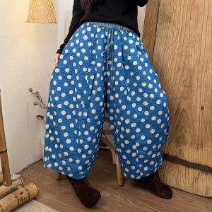 Organic Linen Comfy Patterned Barrel Pants