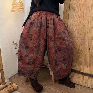 Organic Linen Comfy Patterned Barrel Pants