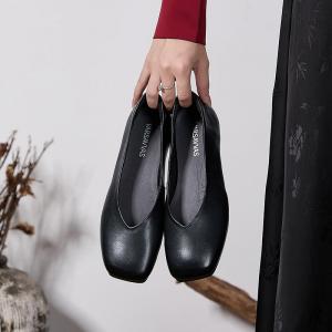 Office Style Leather Square Toe Flats