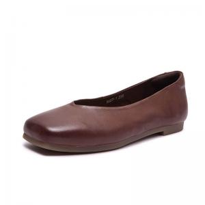 Office Style Leather Square Toe Flats