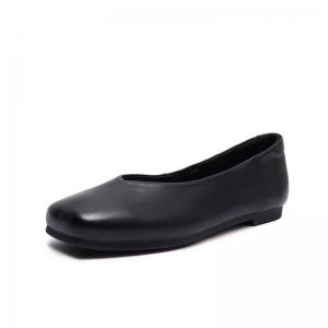 Office Style Leather Square Toe Flats
