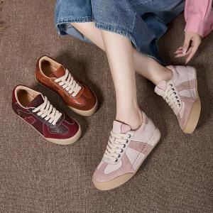 Sports Style Leather Platform Trainners