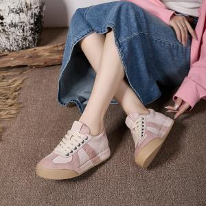 Sports Style Leather Platform Trainners