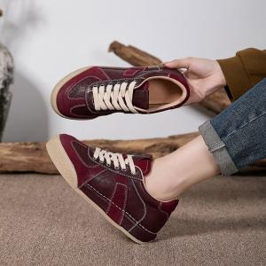 Sports Style Leather Platform Trainners