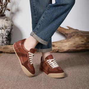 Sports Style Leather Platform Trainners