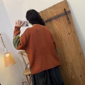 Color Blocks Long Sleeves Knit Sweater