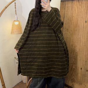 Modest Fashion Chunky Striped Plus Size Long Tunic