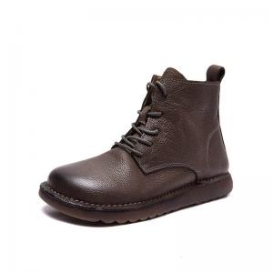 Cowhide Leather Classic Handmade Tied Boots