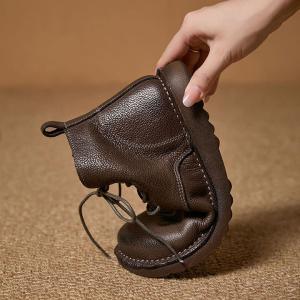 Cowhide Leather Classic Handmade Tied Boots