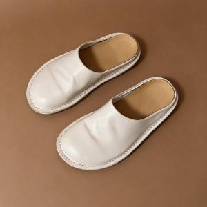 Polished Leather Wide Toe Slip-On Flats