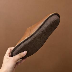 Polished Leather Wide Toe Slip-On Flats