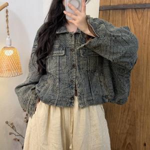 Original Design Patterned Deni  Short Jean Jacket