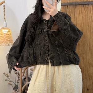 Original Design Patterned Deni  Short Jean Jacket