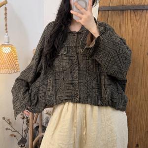 Original Design Patterned Deni  Short Jean Jacket