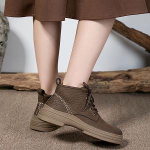 Chunky Heels Leather Classic Martin Boots