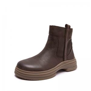 Classic Style Cowhide Chunky Heel Chelsea Booties