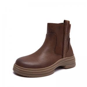Classic Style Cowhide Chunky Heel Chelsea Booties
