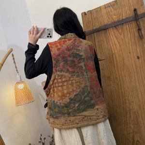 Orinetal Chic Linen Quilted Tied Wrap Vest