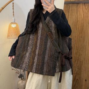 Orinetal Chic Linen Quilted Tied Wrap Vest