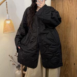 Winter Black Midi Cotton Padded Coat
