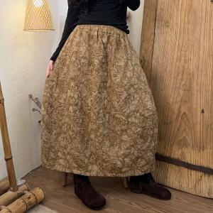 Linen Jacquard Elegant Embroidered Skirt