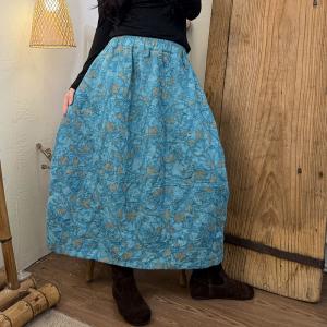 Linen Jacquard Elegant Embroidered Skirt