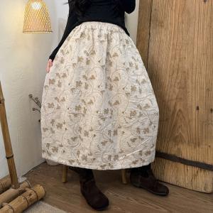 Linen Jacquard Elegant Embroidered Skirt
