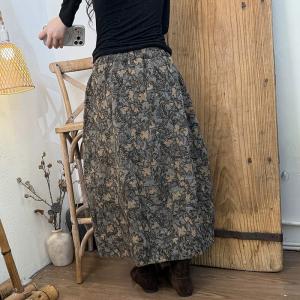Linen Jacquard Elegant Embroidered Skirt