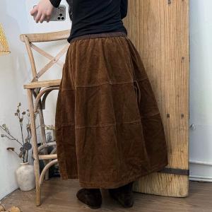 Double Layers Winter Corduroy Skirt